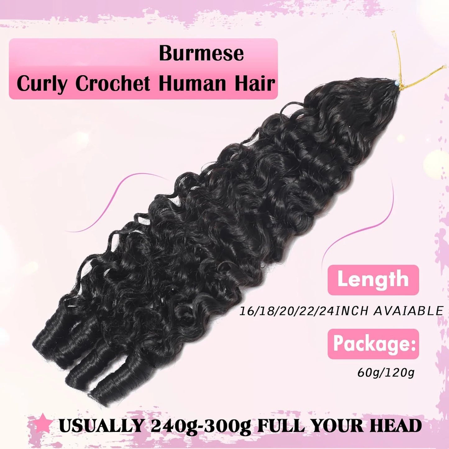 Burmese Curly & Body Wave Miracle Knots — 100% Human Hair